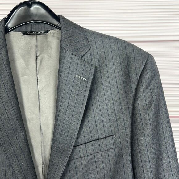 Jonathan Ogilvy Loro Piana Fitted Gray Striped Wool Suit Jacket Blazer 41R - Picture 4 of 16